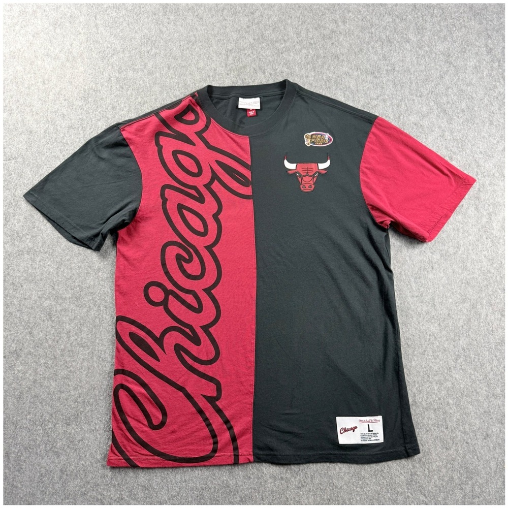 Chicago Bulls Mitchell & Ness T-Shirt Mens Large NBA Finals 1996 Split Logo Red